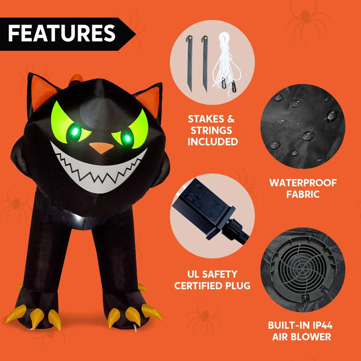 Joyfy Crawling Cat Halloween Inflatable With Moving Head