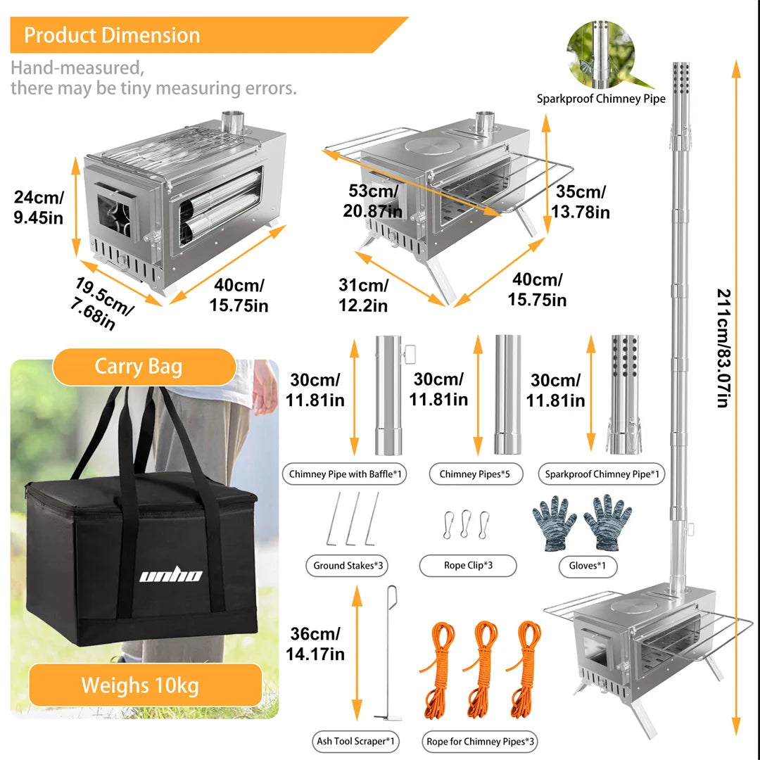 Portable Wood Burning Stove for Outdoor Heating and Cooking
