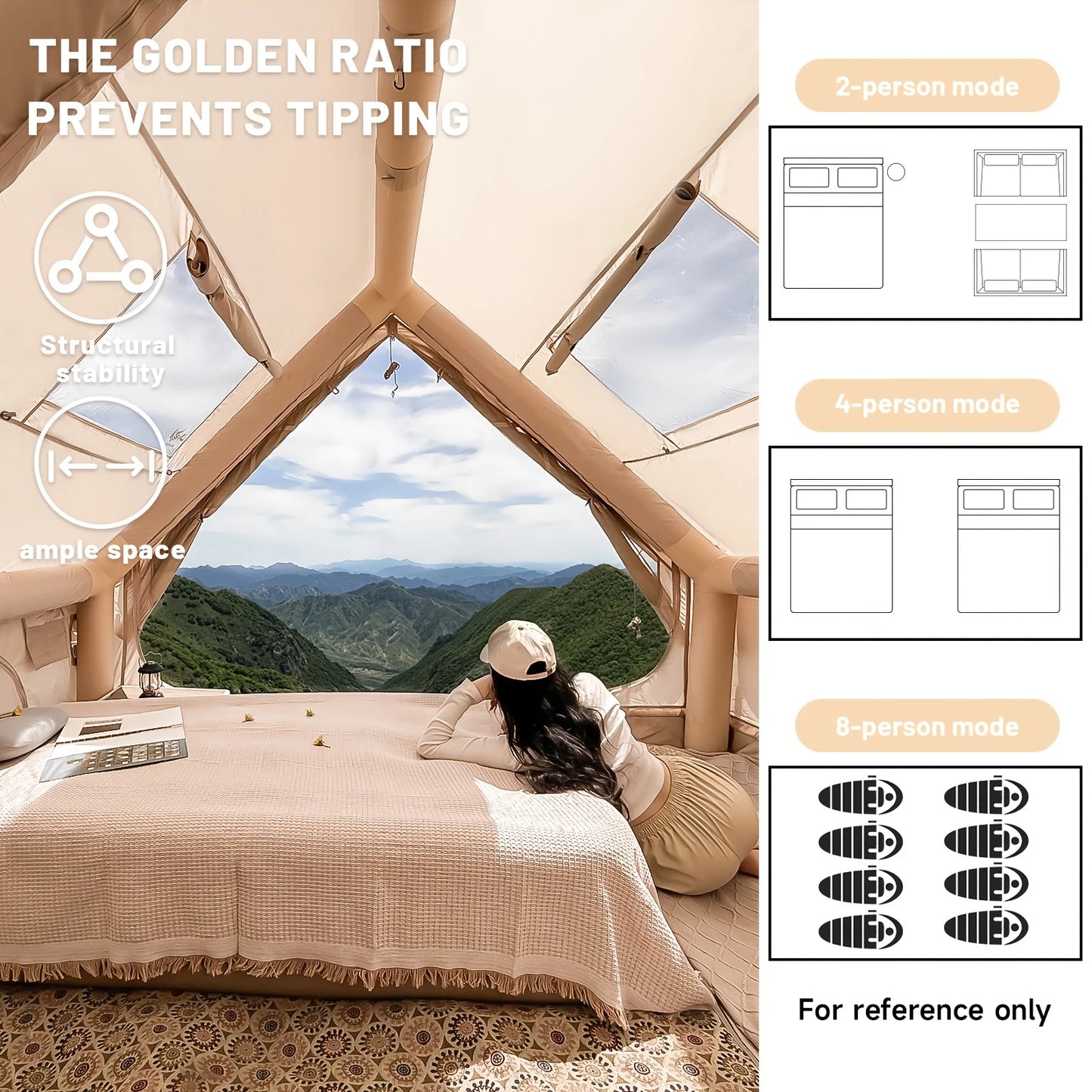 Inflatable Camping Tent With Skylight And Four Season Airflow