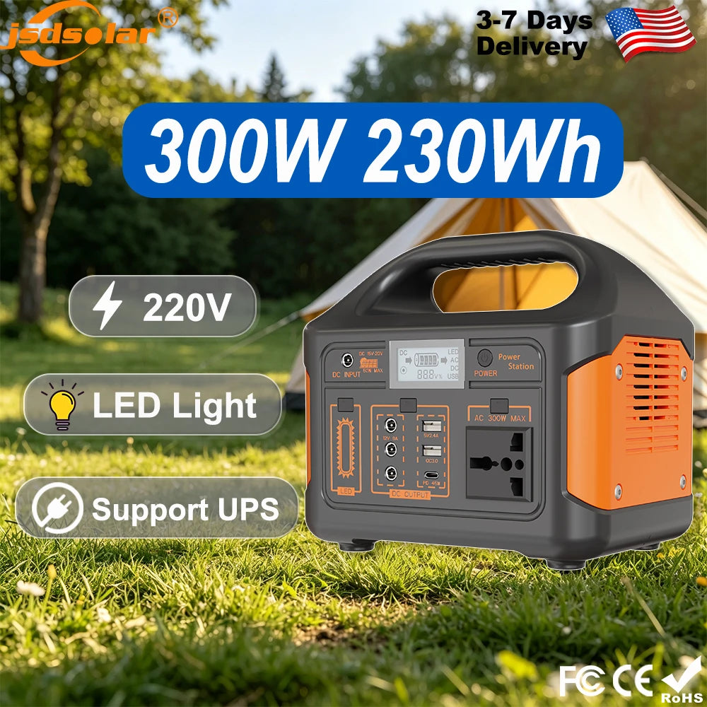 GaiaRay 300W Portable Power Bank Outdoor Power Supply With LED Light