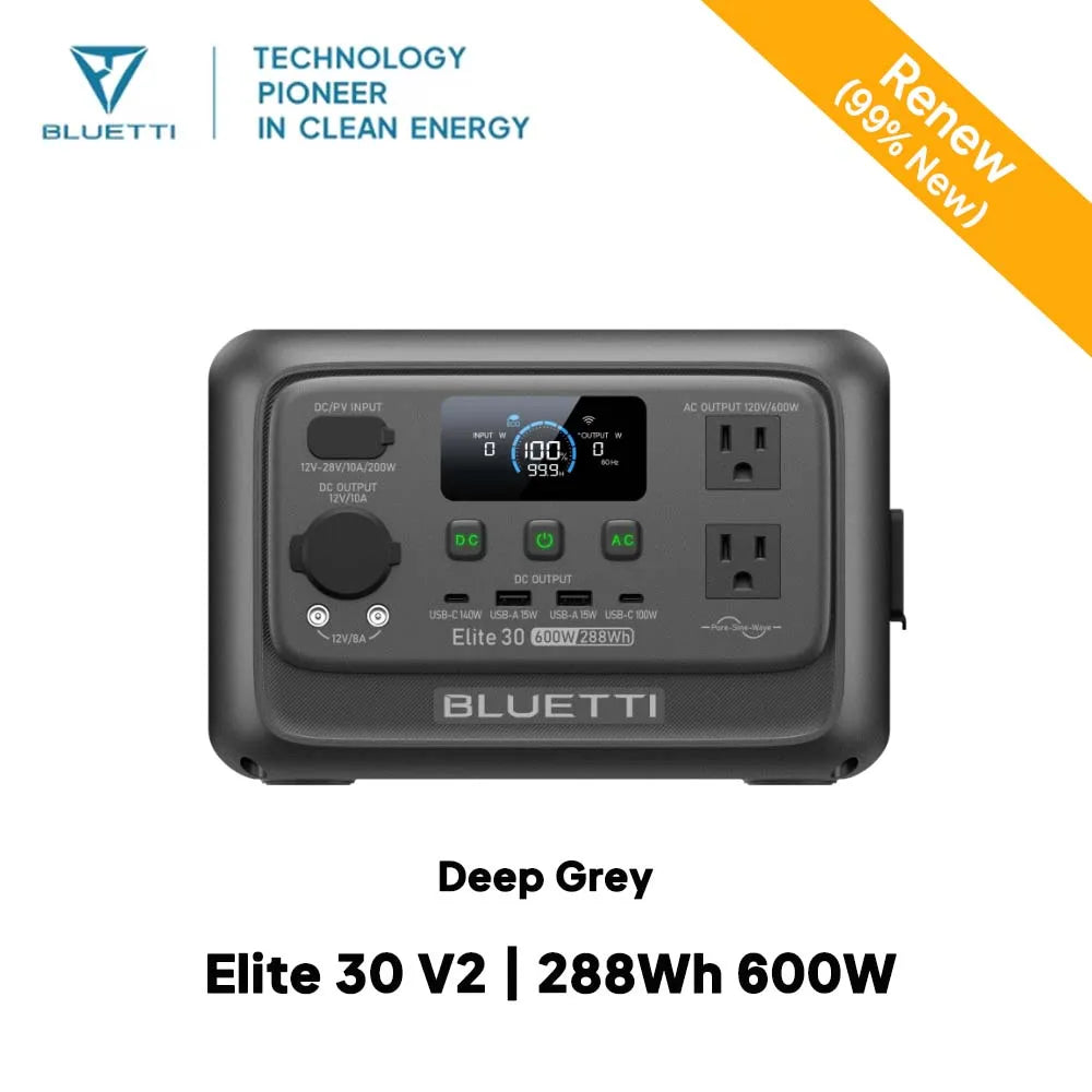 BLUETTI Elite 30 V2 Portable Power Station 288Wh 600W Peak