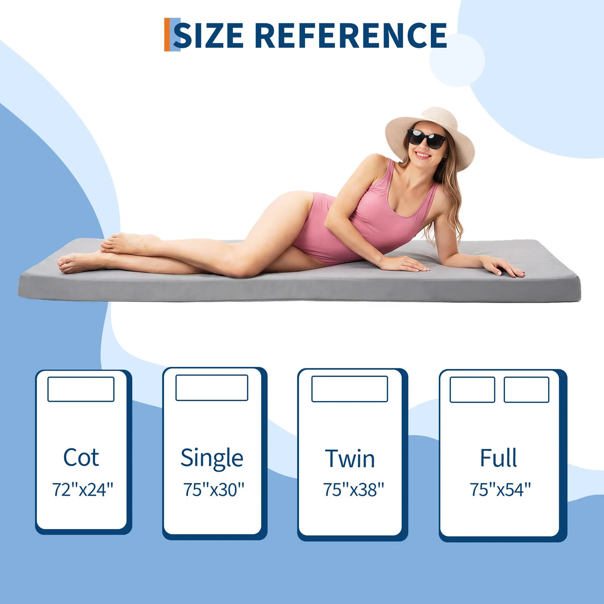 3Inch Thick Memory Foam Camping Mattress Portable Roll-Up Sleeping Pad for Outdoor & Home Use  72x24/75x54inch Gray