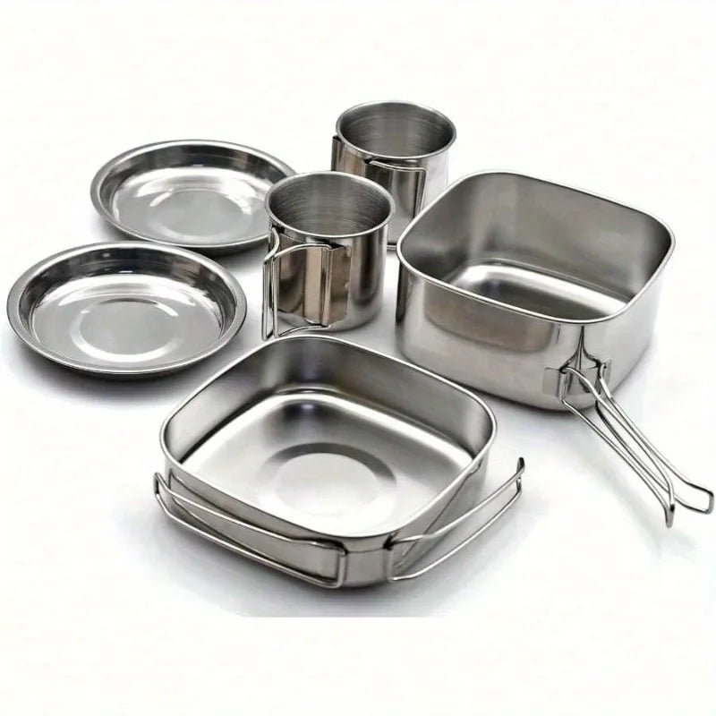 Stainless Steel Camping Cookware Set With Carry Bag