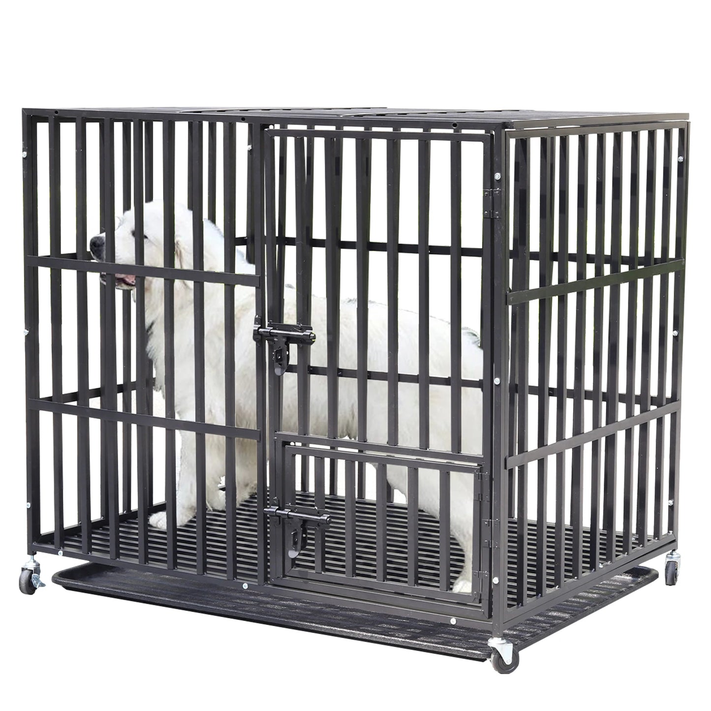 Bingopaw Heavy Duty Dog Cage With 3 Doors and Wheels