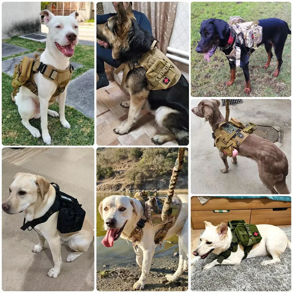 Dog Tactical Bags Set Molle Pouches Belt Attaching Harness For Training