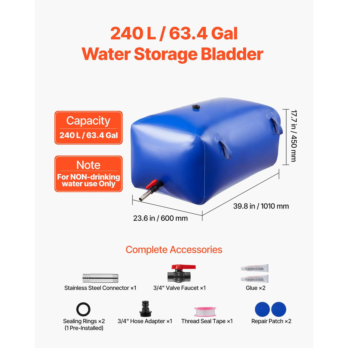 SucceBuy Collapsible TPU Water Storage Bladder For Camping And Irrigation