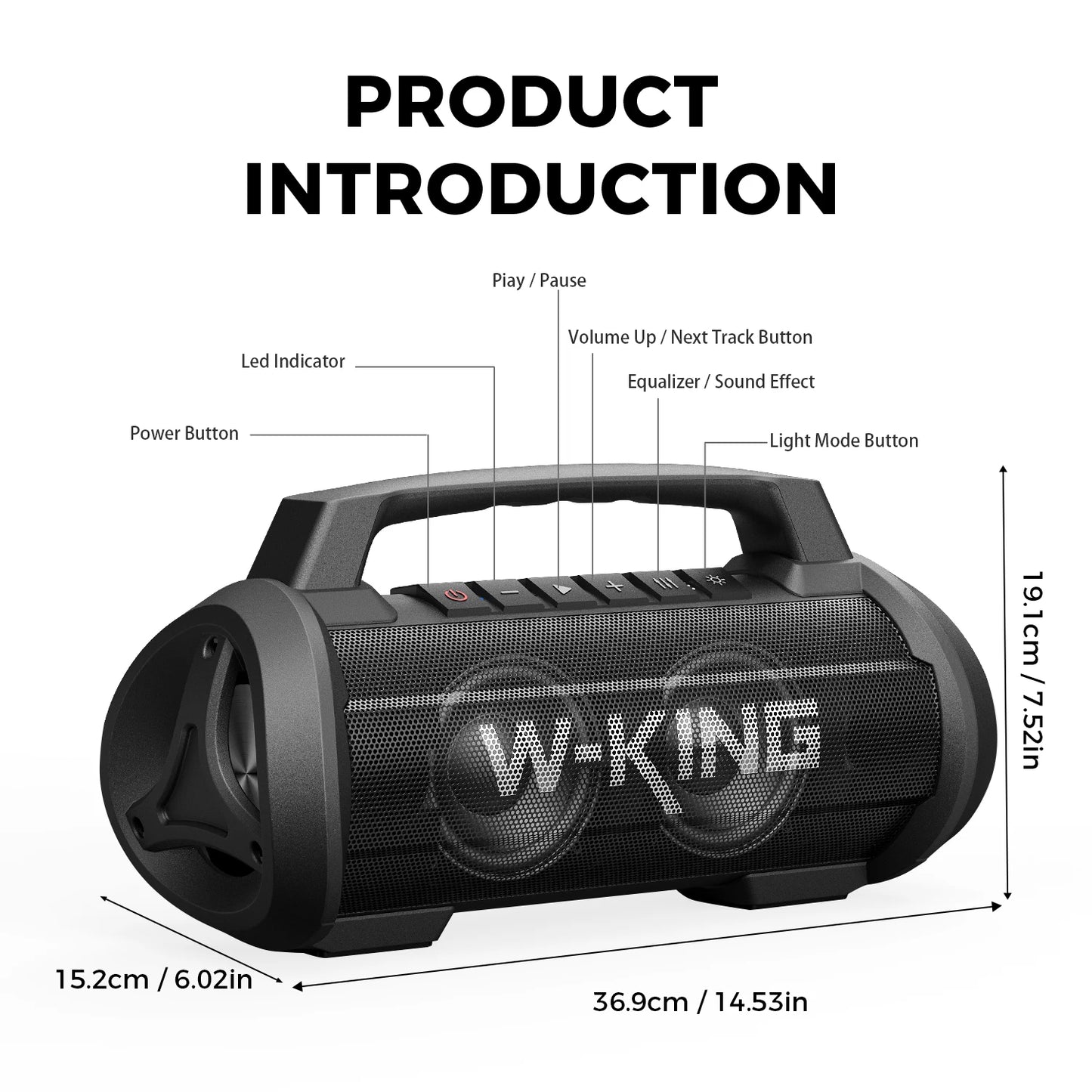 W-King 70W RMS Bluetooth Portable Speaker IPX6 Waterproof