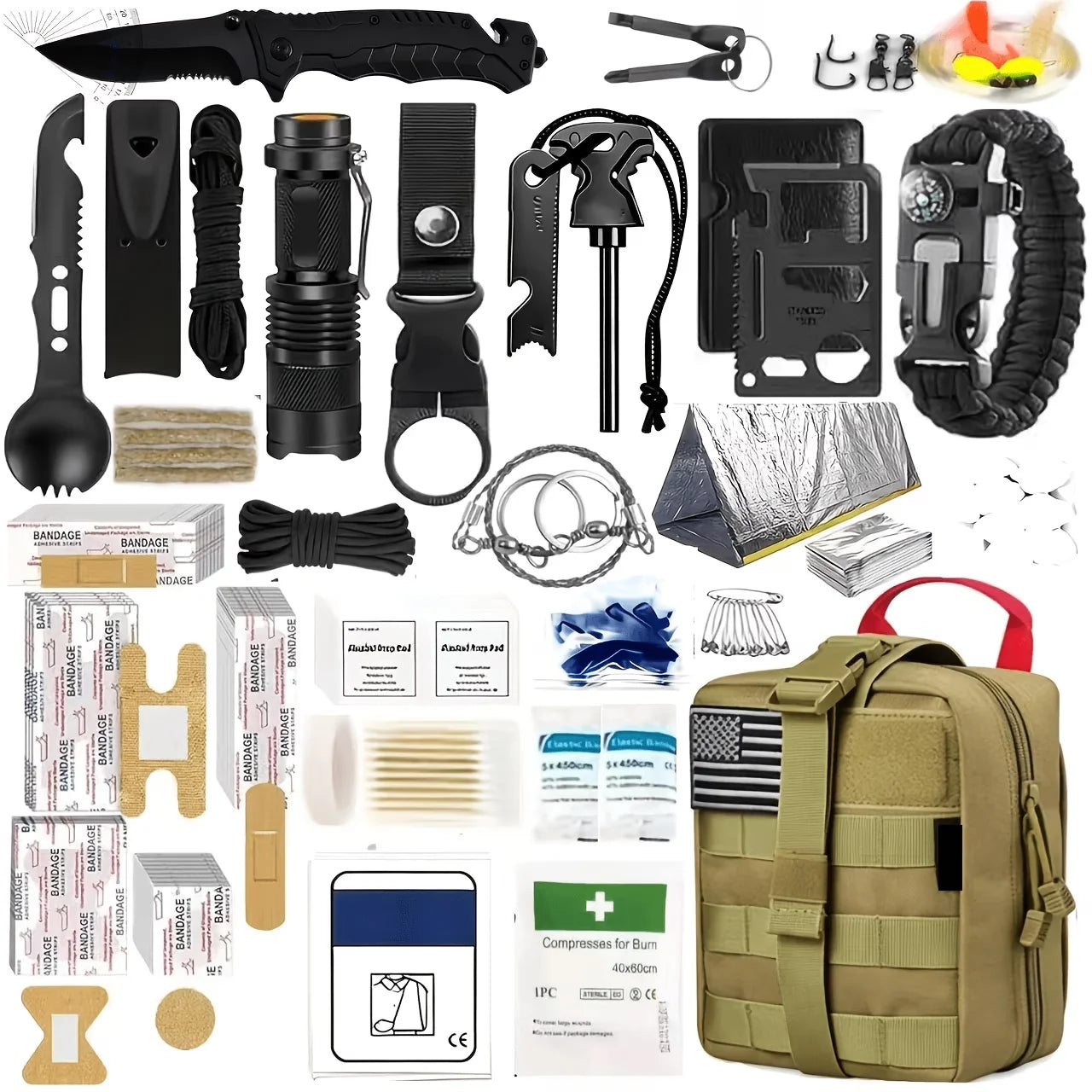 258-Piece Survival And Outdoor Gear Set With Fire Starters