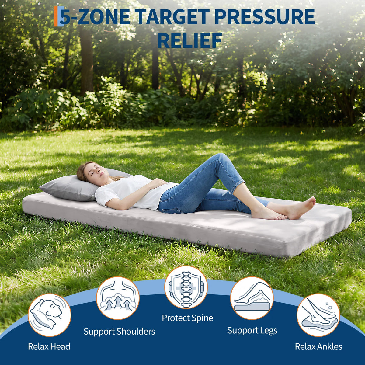 3Inch Thick Memory Foam Camping Mattress Portable Roll-Up Sleeping Pad for Outdoor & Home Use  72x24/75x54inch Gray