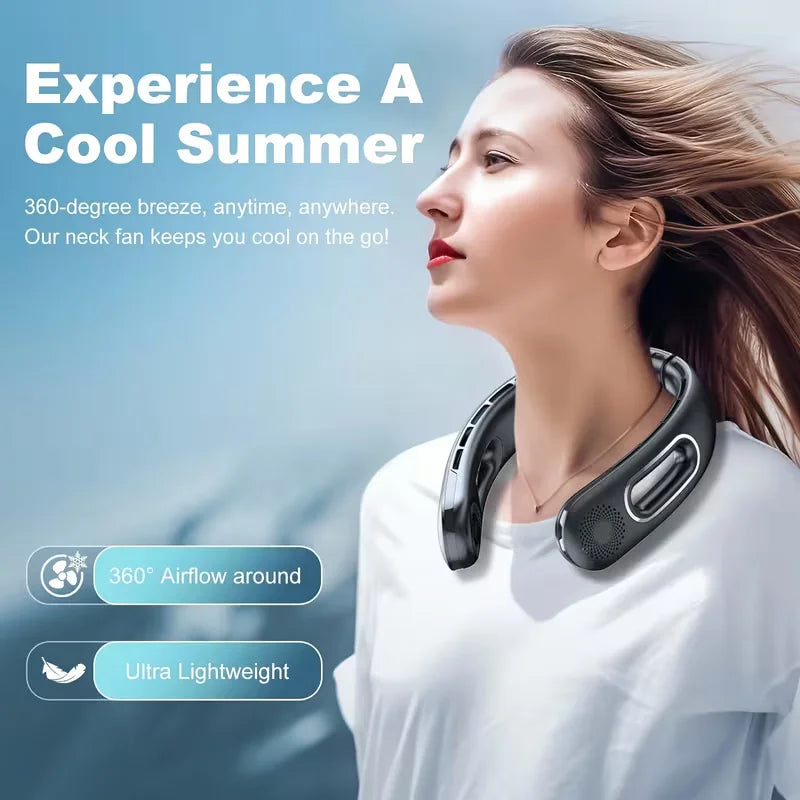 Bladeless Wearable Neck Fan With Rechargeable Battery For Travel