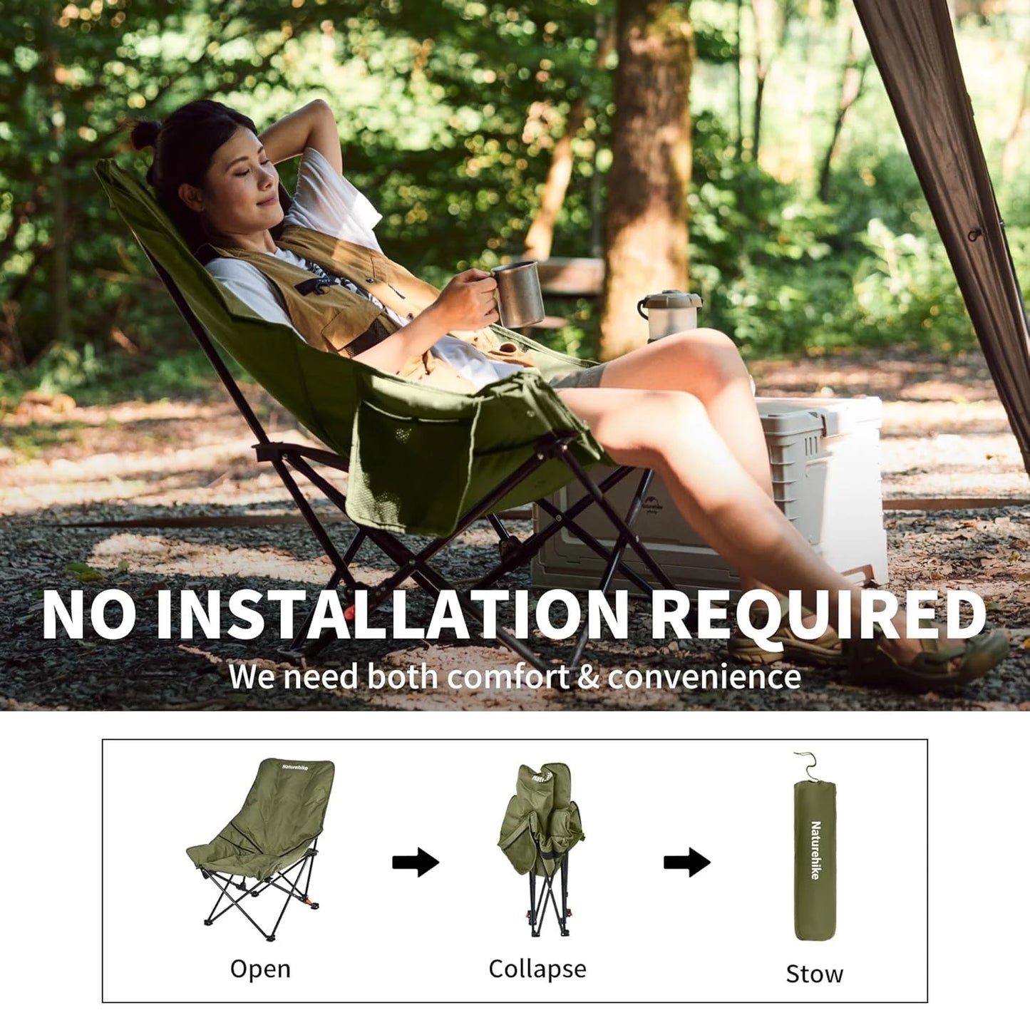Naturehike High Back Moon Chair Camping Folding Outdoor Lounge