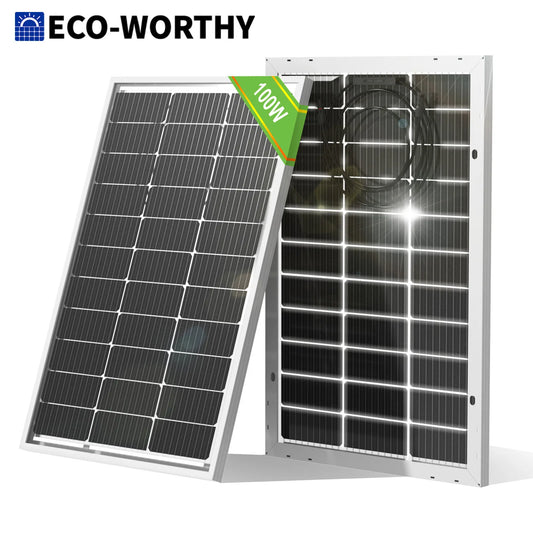 ECO-WORTHY Bifacial 100W 12V Solar Panel Monocrystalline PV Module For RVs