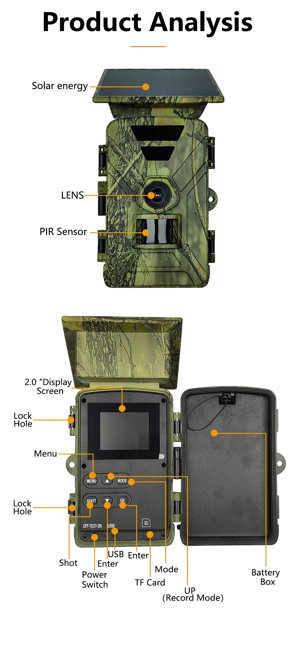 New 8K 60mp Solar Powered Hunting Camera Waterproof MP4 WIFI Infrared Trail Camera 5200mAh Battery for Wild Animals Watching
