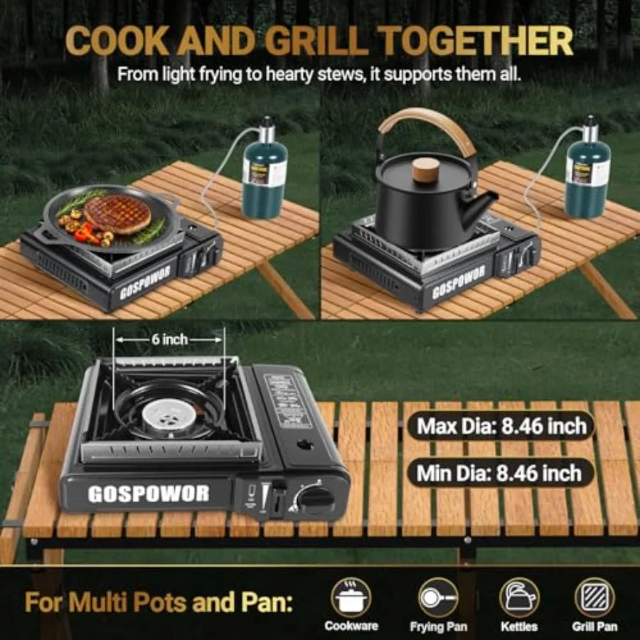 Dual Fuel Portable Gas Stove With Windblocker 10K BTU Ignition