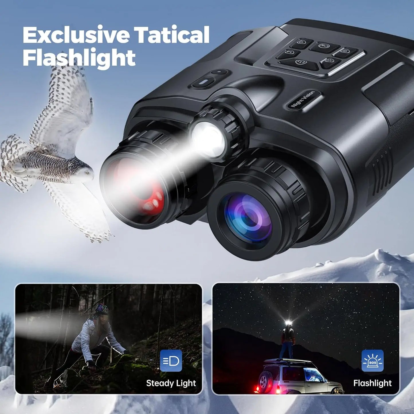 Letcmoi 4K Night Vision Binoculars With 8x Digital Zoom And Tactical Light