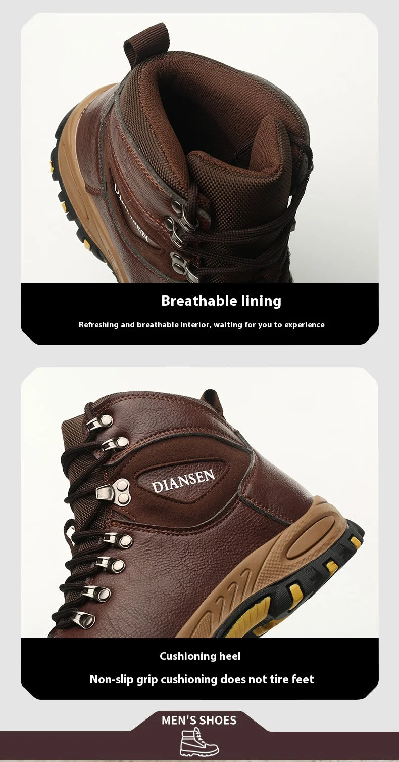 VEIGAR Waterproof Leather Safety Work Boots For Men Indestructible