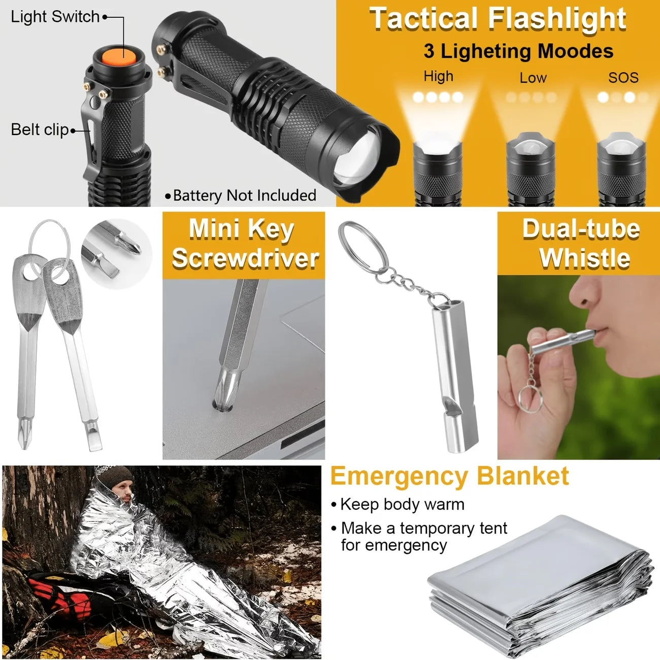 258-Piece Survival And Outdoor Gear Set With Fire Starters