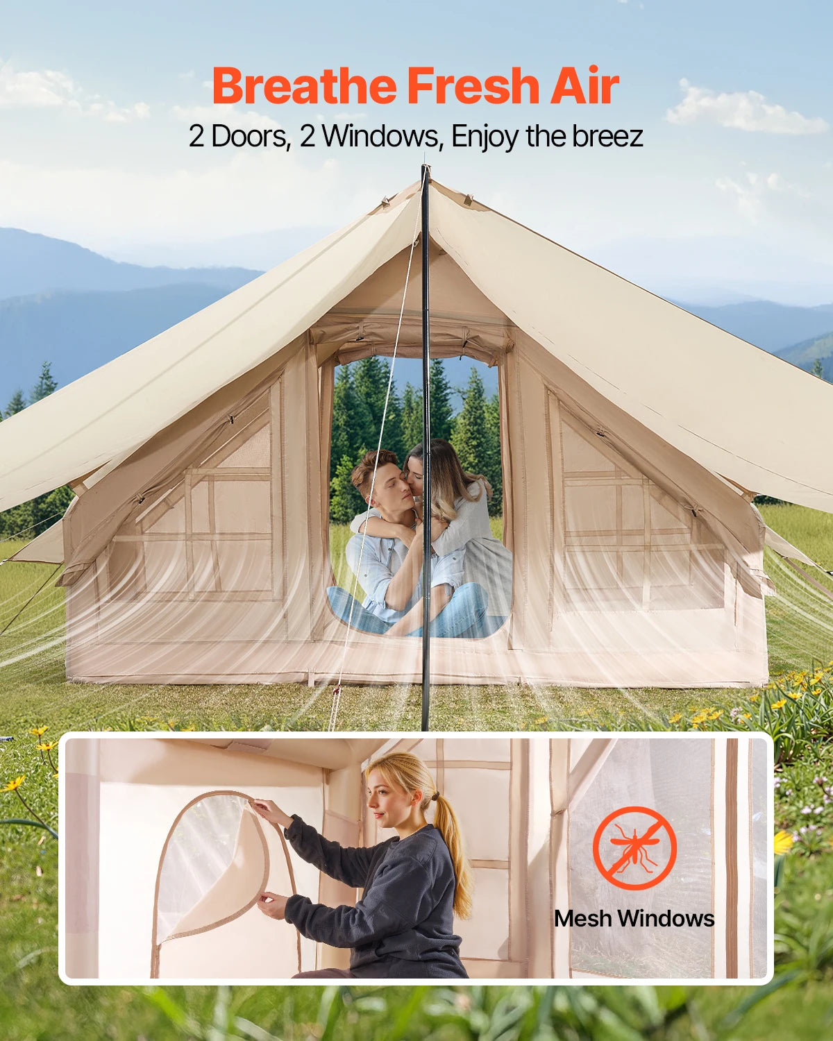 Vevor 3-5 Person Inflatable Camping Tent With Hand Pump