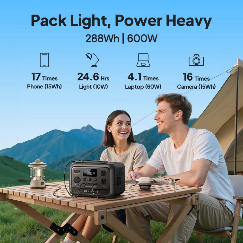 BLUETTI Elite 30 V2 Portable Power Station 288Wh 600W Peak