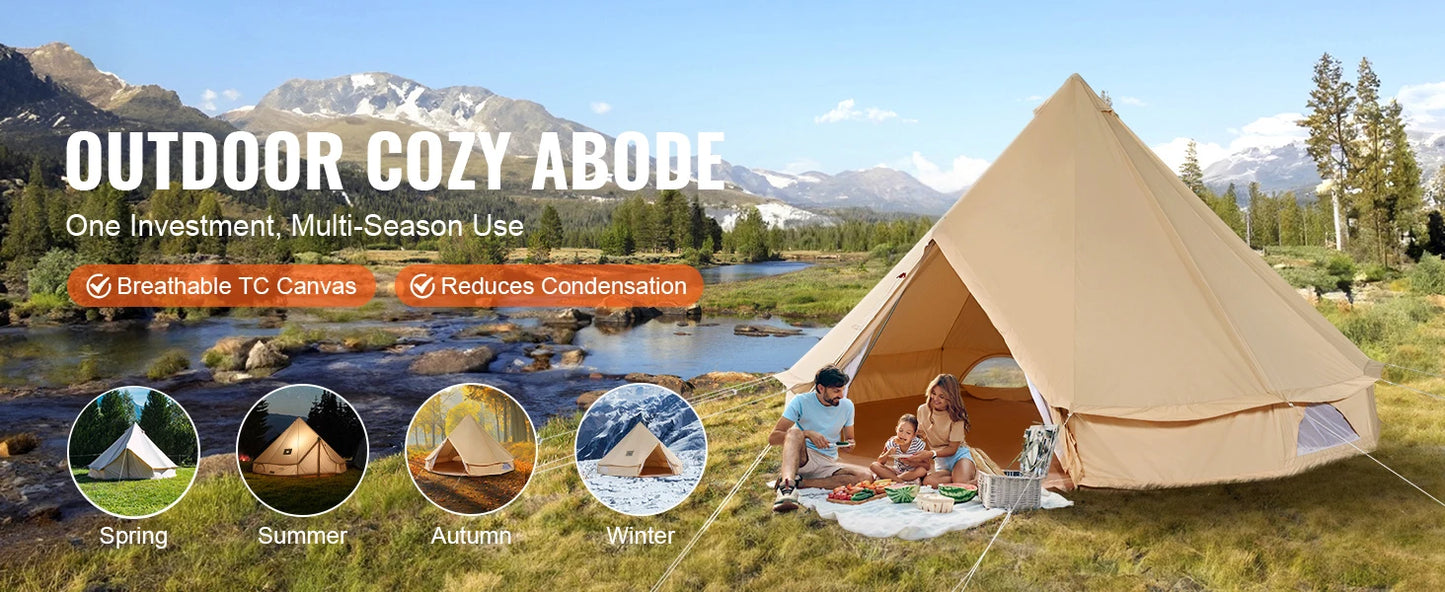 SucceBuy Canvas Bell Tent Camping Holds Up To 8 People