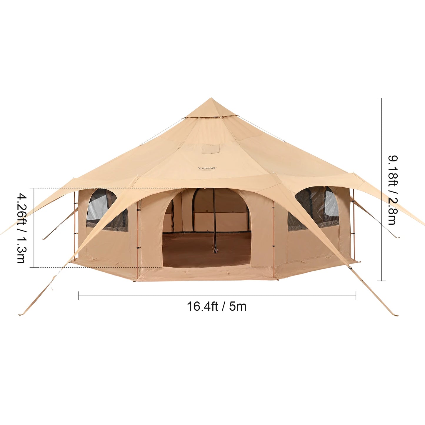 SucceBuy Canvas Bell Tent Camping Holds Up To 8 People