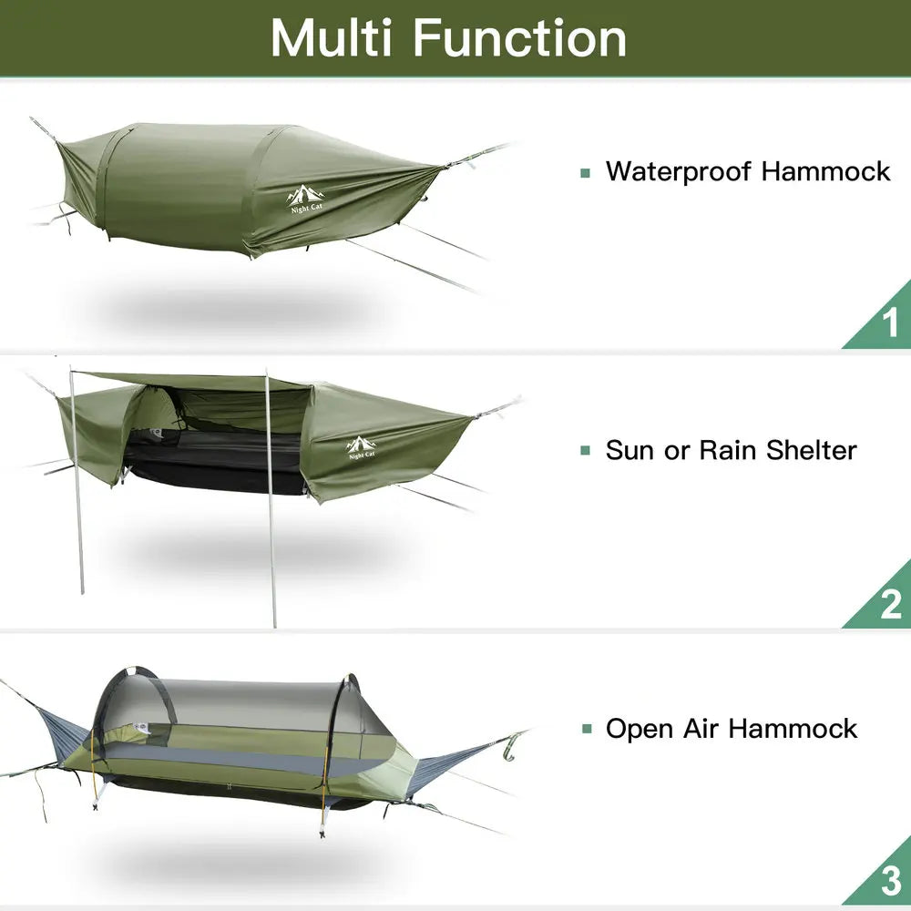 Night Cat Hammock Tent With Mosquito Net And Waterproof Rainfly