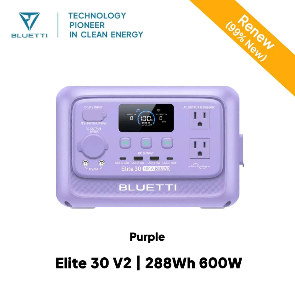 BLUETTI Elite 30 V2 Portable Power Station 288Wh 600W Peak