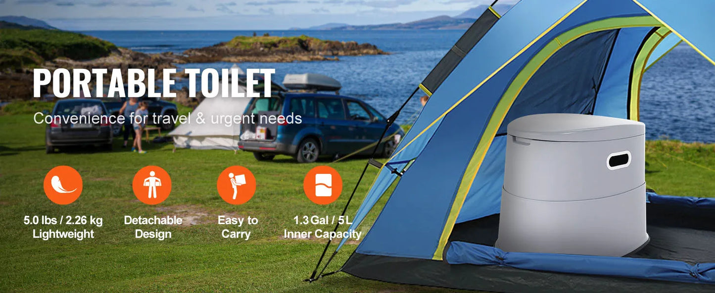 SucceBuy Portable Camping Toilet With Detachable Inner Bucket 1.3G