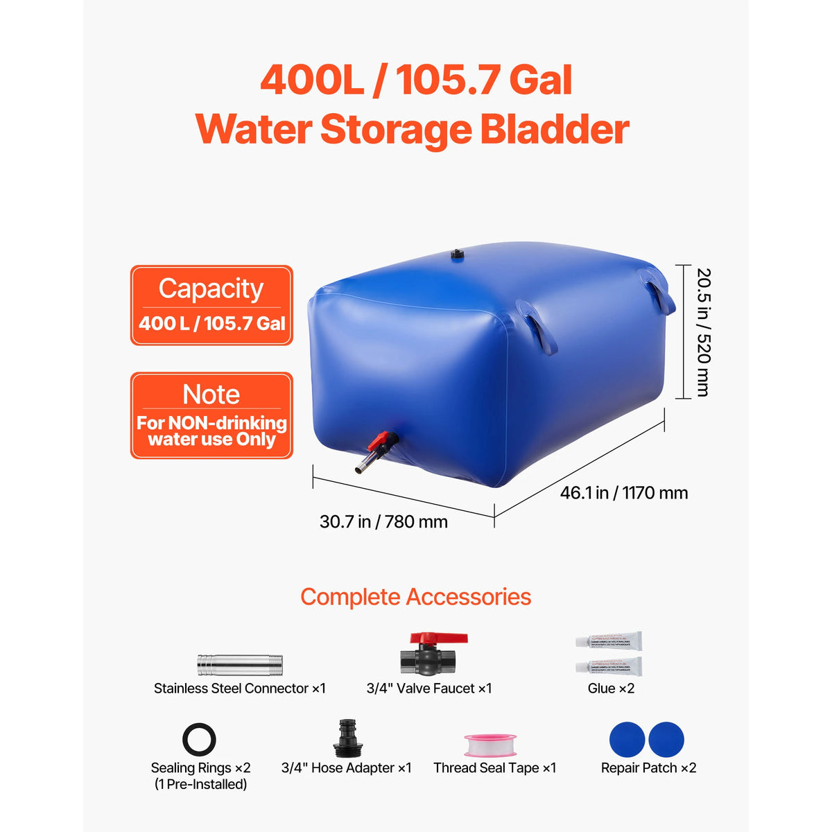 SucceBuy Collapsible TPU Water Storage Bladder For Camping And Irrigation