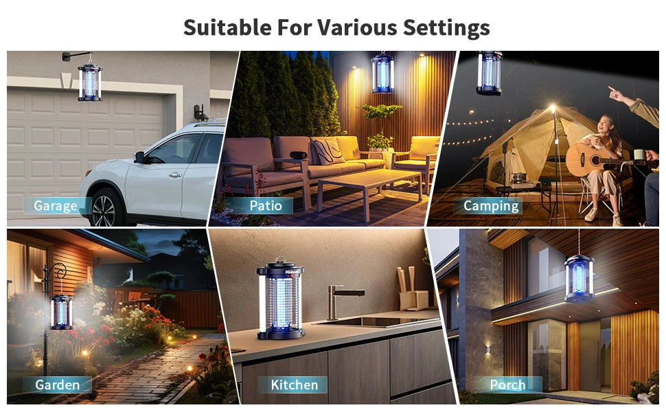 Outdoor Bug Zapper Mosquito Trap Dual LED Lights 4200V 15W