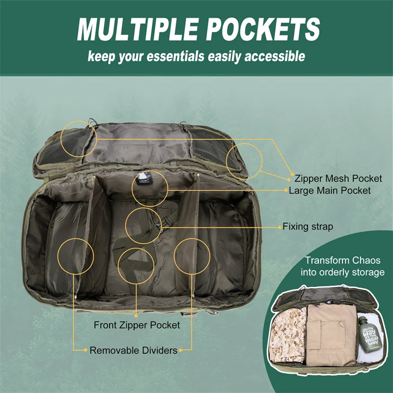 LQARMY Molle Tactical Backpack For Mountaineering Hiking Camping