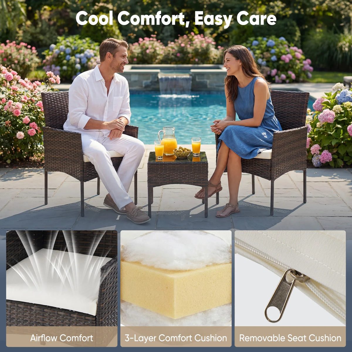 JHK All Weather Wicker Patio Furniture Set With Cushions