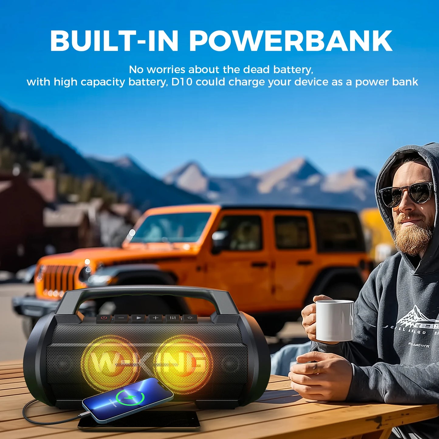 W-King 70W RMS Bluetooth Portable Speaker IPX6 Waterproof