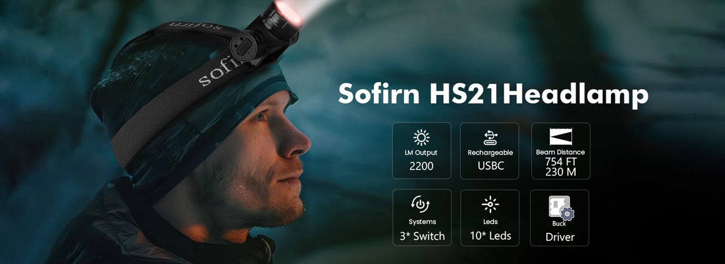 Sofirn HS21 2000lm USB C Rechargeable Headlamp with Infrared Switch
