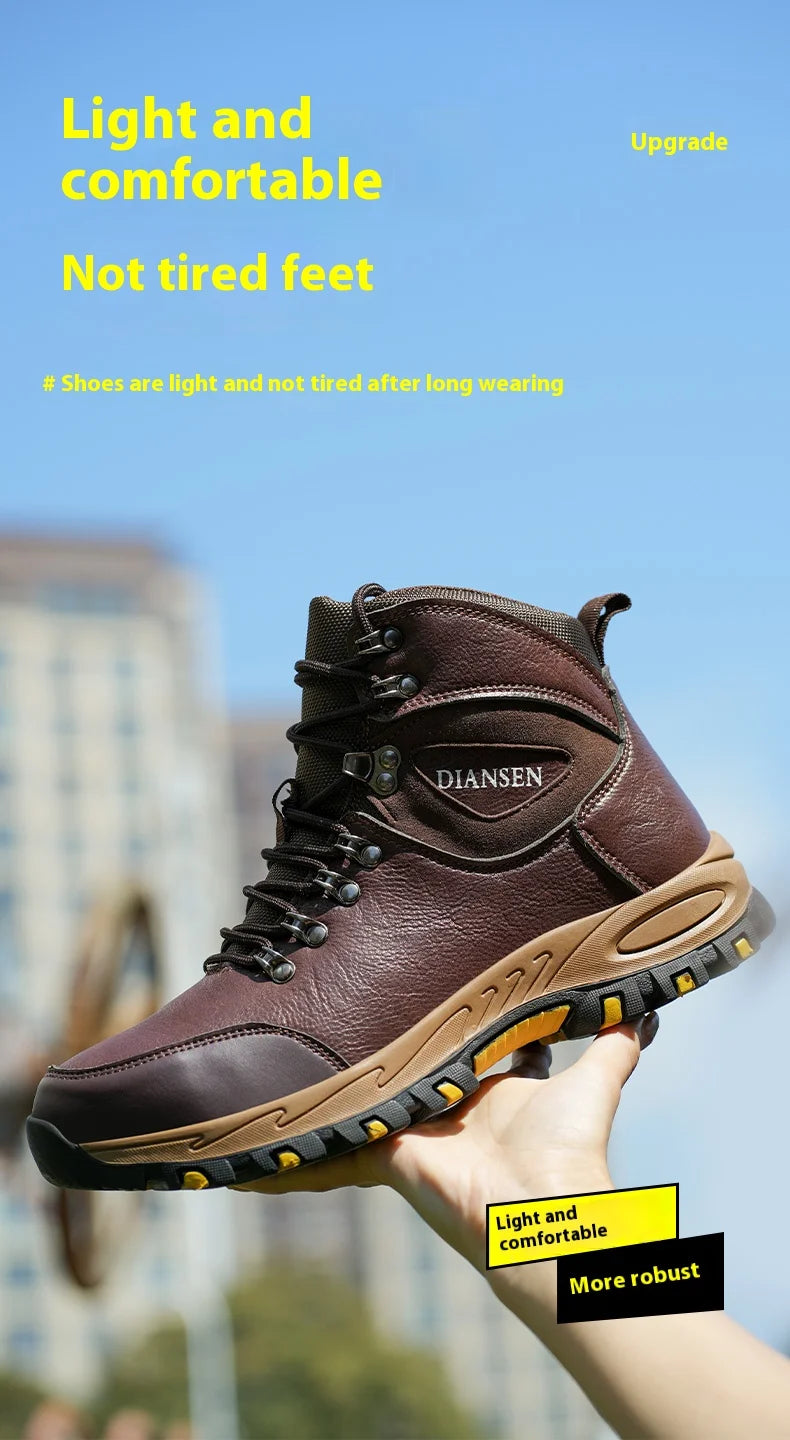 VEIGAR Waterproof Leather Safety Work Boots For Men Indestructible
