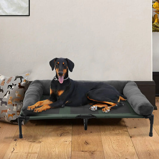 BINGOPAW Elevated Dog Bed Indoor Outdoor Lounger With Detachable Bolster