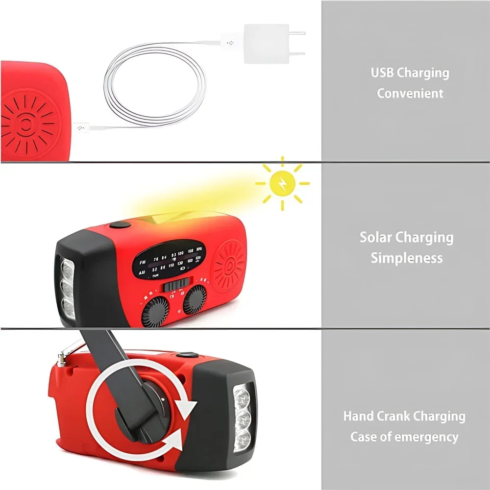 Portable Solar Hand Crank Emergency Radio 2000mAh Power Bank FM AM NOAA Weather Alert LED Flashlight Survival Kit Hurricane Supplies Emergency Preparedness for Home Blackout Severe Weather Camping Outdoor