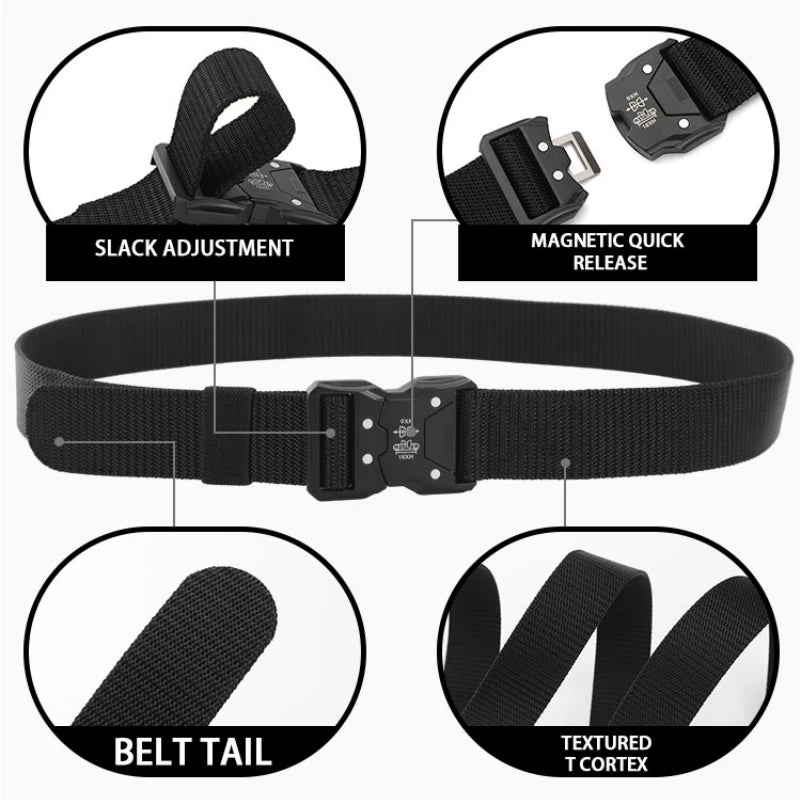 Quick Release Tactical Nylon Braided Elastic Web Belt