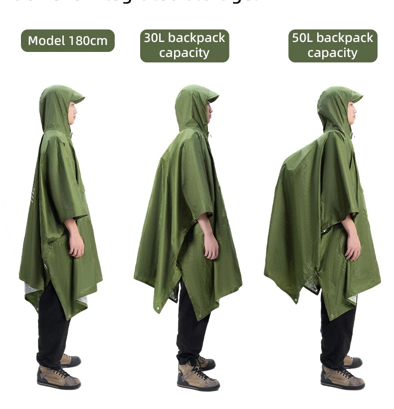 Qunature Multifunctional Waterproof Raincoat For Hiking Outdoor Fishing Camping