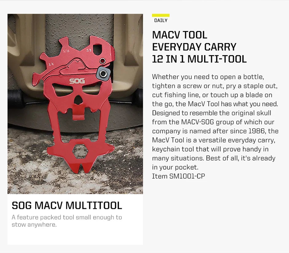 SOG MacV 12-in-1 Skull Keychain Multi-Tool