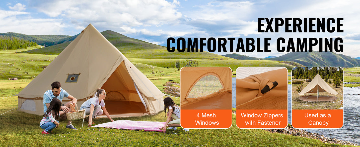 SucceBuy Canvas Bell Tent Camping Holds Up To 8 People