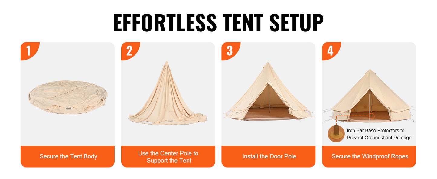 SucceBuy Canvas Bell Tent Camping Holds Up To 8 People