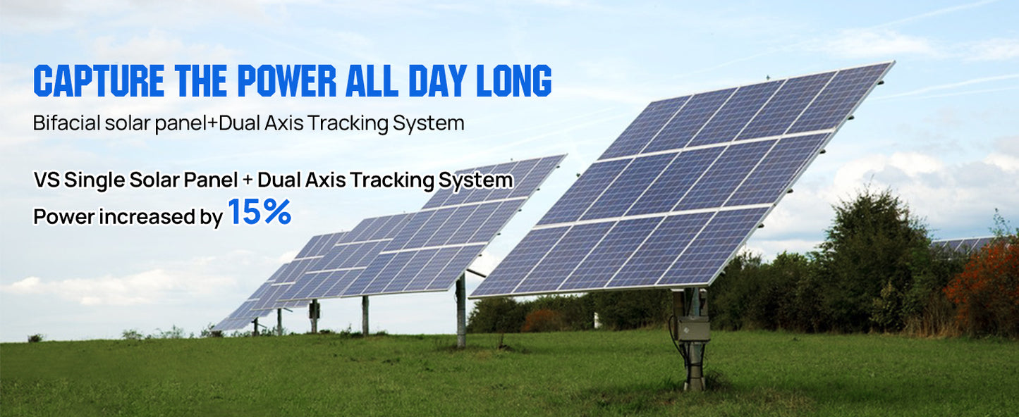 ECO-WORTHY Bifacial 100W 12V Solar Panel Monocrystalline PV Module For RVs