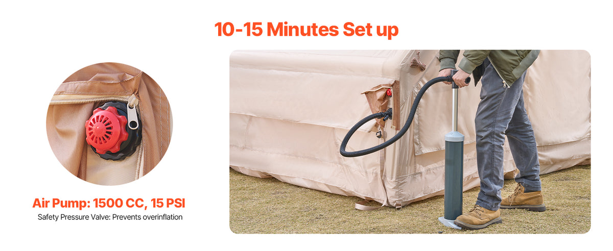 Vevor 3-5 Person Inflatable Camping Tent With Hand Pump