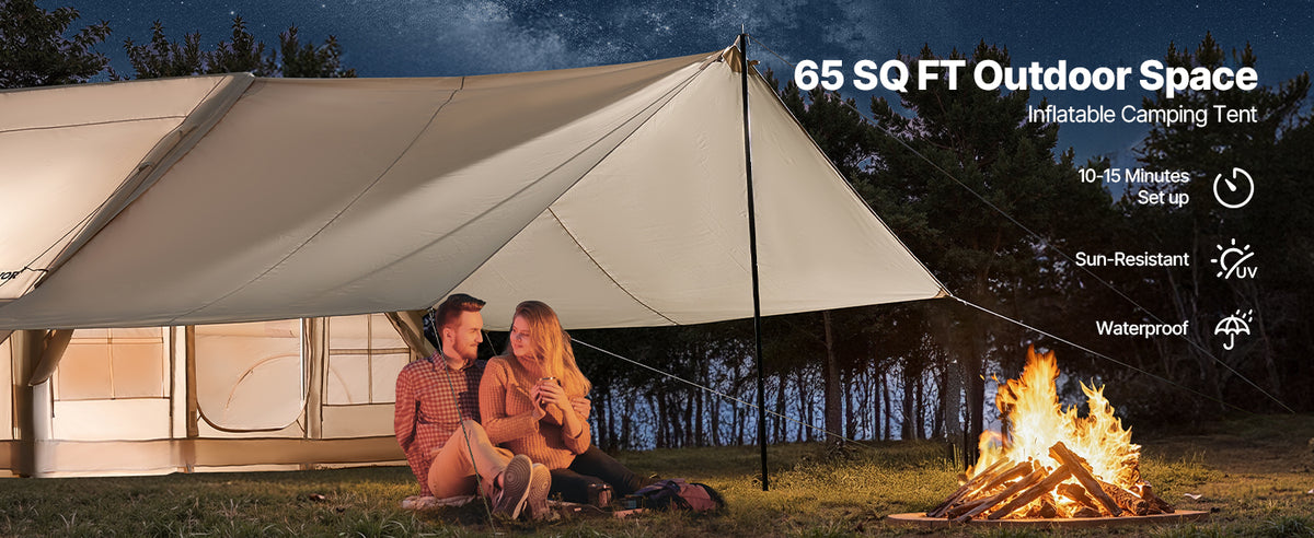 Vevor 3-5 Person Inflatable Camping Tent With Hand Pump