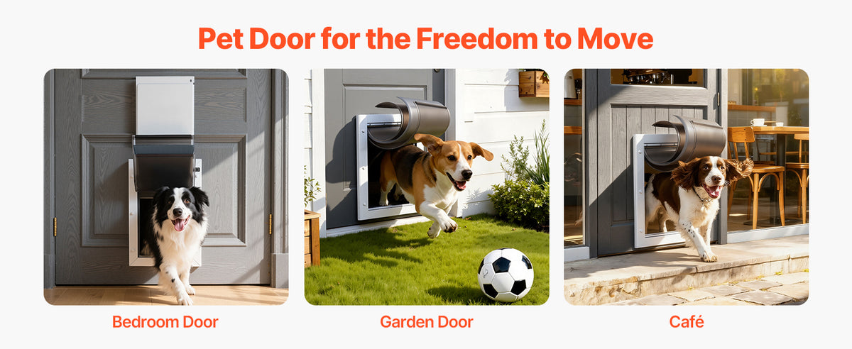 SucceBuy Pet Door 2/3 Magnetic Flaps and Metal Frame Strong Weatherproof for Interior and Exterior Easy In/Out Access for Dogs