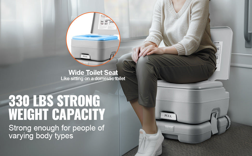 SucceBuy Portable Camping Toilet Push Button Pressurized Flush Commode