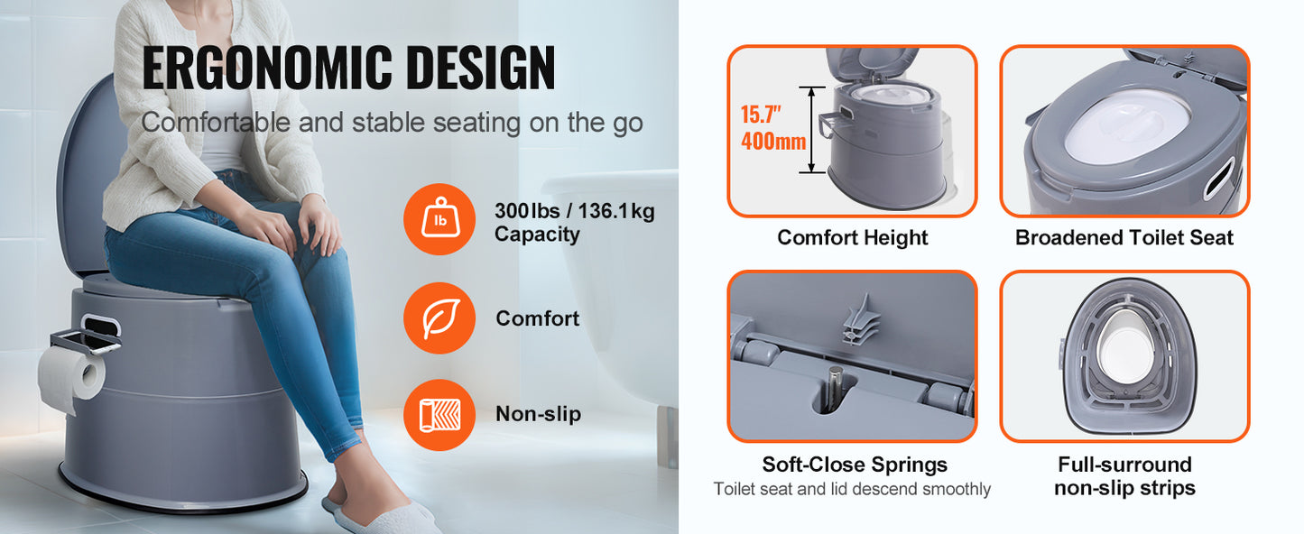 SucceBuy Portable Camping Toilet With Detachable Inner Bucket 1.3G