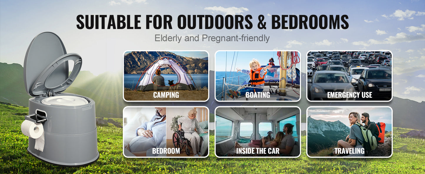 SucceBuy Portable Camping Toilet With Detachable Inner Bucket 1.3G