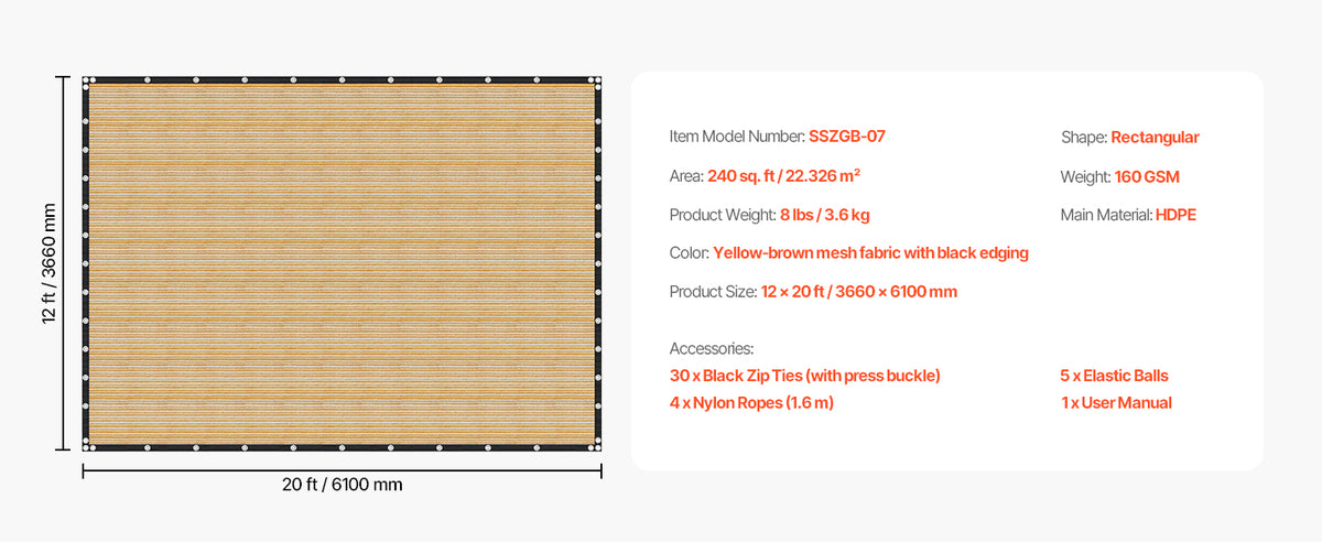 SucceBuy Hdpe Sun Shade Cloth For Outdoor Garden Cover